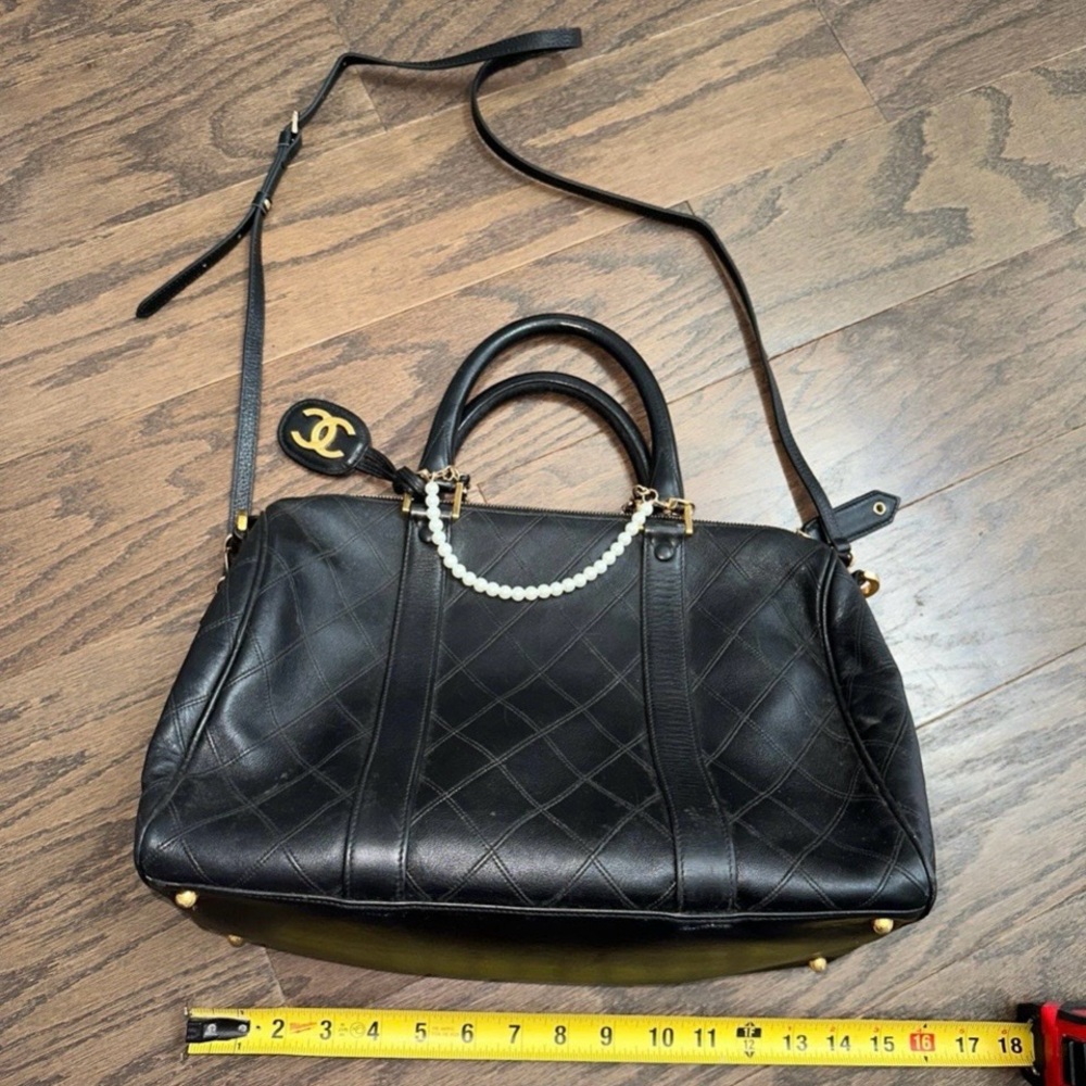 Chanel Black Leather Satchel with Gold Accents - Picture 10 of 12